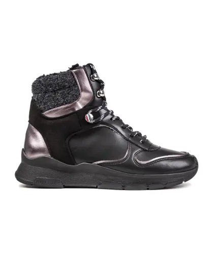 Tommy Hilfiger Womens Outdoor Bootie Trainers - Black Leather