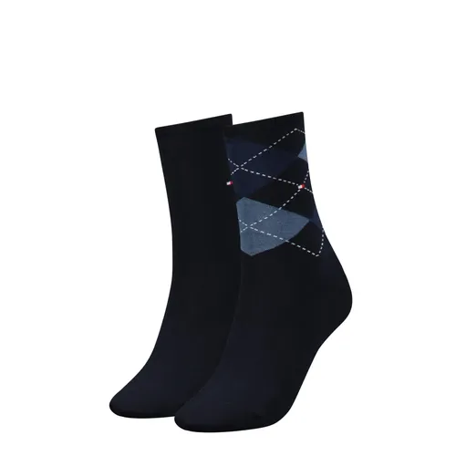 Tommy Hilfiger Women's TH Check 2P Calf Socks