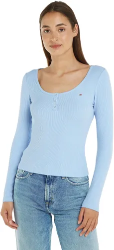 Tommy Hilfiger Women's Tjw Slim Button Rib C-neck Ls T-Shirt