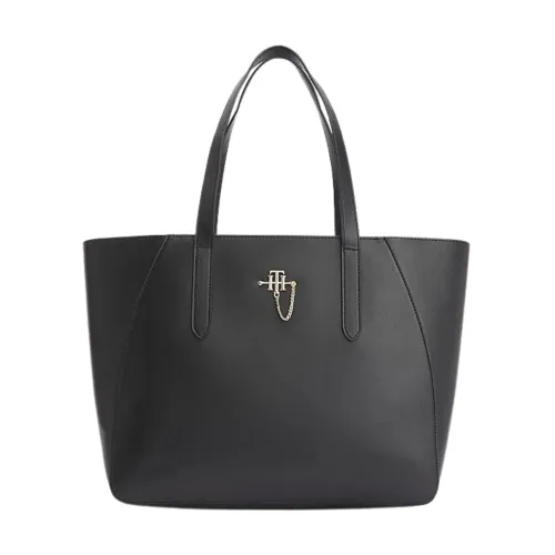 Tommy Hilfiger , Women`s Tote Bag with Handles and Monogram Logo ,Black female, Sizes: ONE SIZE