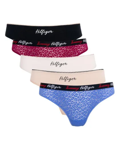 Tommy Hilfiger Womens UW0UW03200 Holiday Pack Thong 5 - Multicolour Cotton