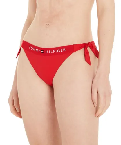 Tommy Hilfiger Womens UW0UW04497 Original Side Tie Bikini Brief - Red Nylon