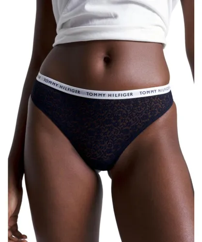 Tommy Hilfiger Womens UW0UW04514 3 Pack Lace Thong - Multicolour Nylon