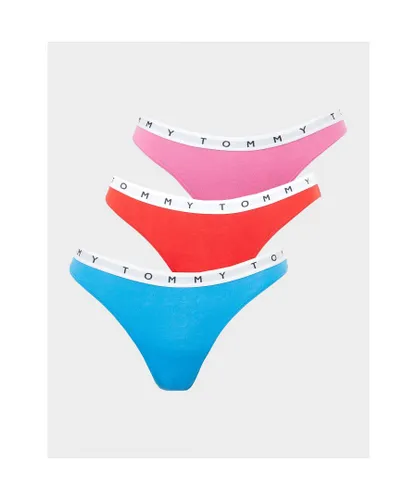 Tommy Hilfiger Womenss 3-Pack Thongs in Multi colour - Multicolour Cotton