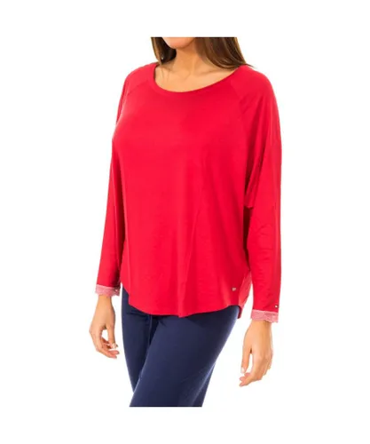 Tommy Hilfiger Womenss long-sleeved round neck T-shirt 1487903370 - Red