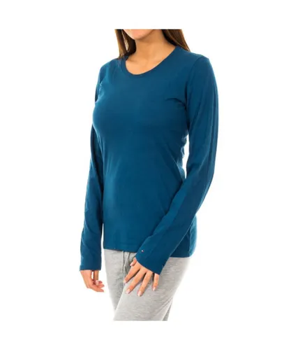 Tommy Hilfiger Womenss long-sleeved round neck t-shirt 1487903735 - Turquoise