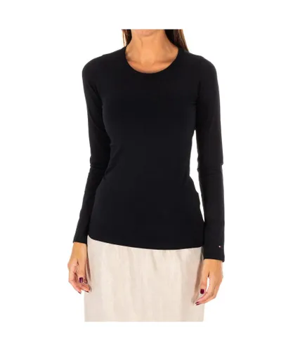 Tommy Hilfiger Womenss long-sleeved round neck t-shirt 1487904677 - Black Cotton