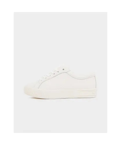 Tommy Hilfiger Womenss Monogram Leather Trainers in White