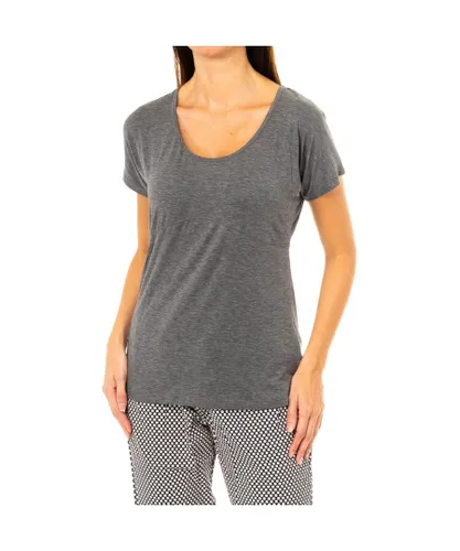 Tommy Hilfiger Womenss short-sleeved round neck T-shirt UW0UW00103 - Grey Lyocell