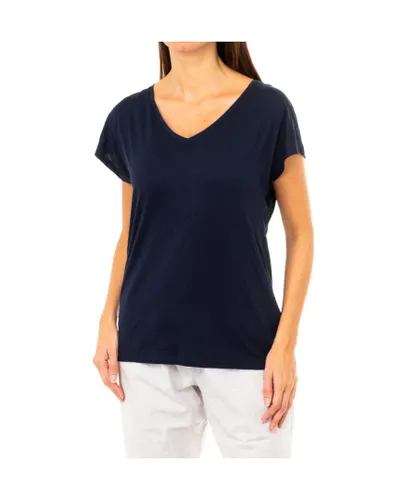 Tommy Hilfiger Womenss short-sleeved V-neck t-shirt 1487904682 - Blue Modal
