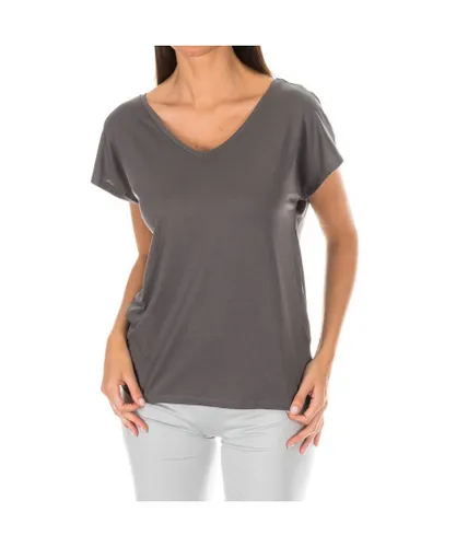 Tommy Hilfiger Womenss short-sleeved V-neck t-shirt 1487904682 - Grey Modal