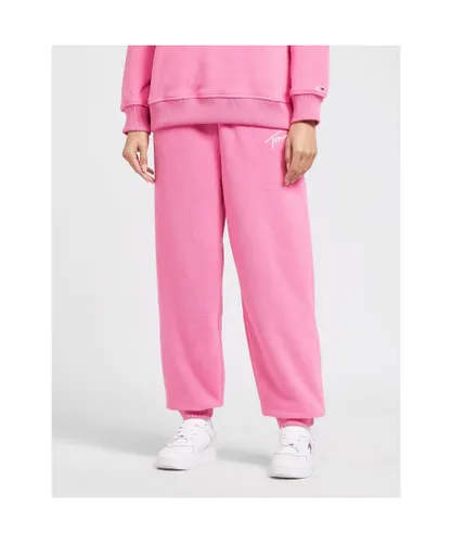 Tommy Hilfiger Womenss Signature Fleece Sweatpants in Pink Cotton