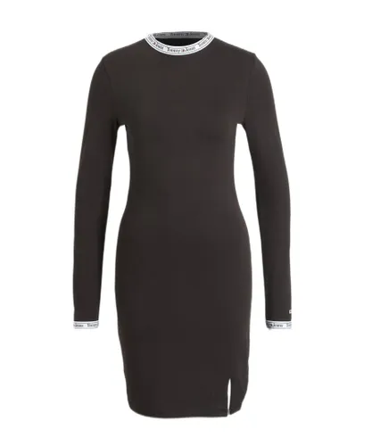 Tommy Hilfiger Womenss Tape Bodycon Long Sleeve Dress in Black Cotton