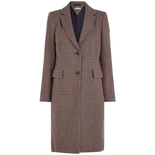 Tommy Hilfiger Wool Blend Classic Check Coat - Red