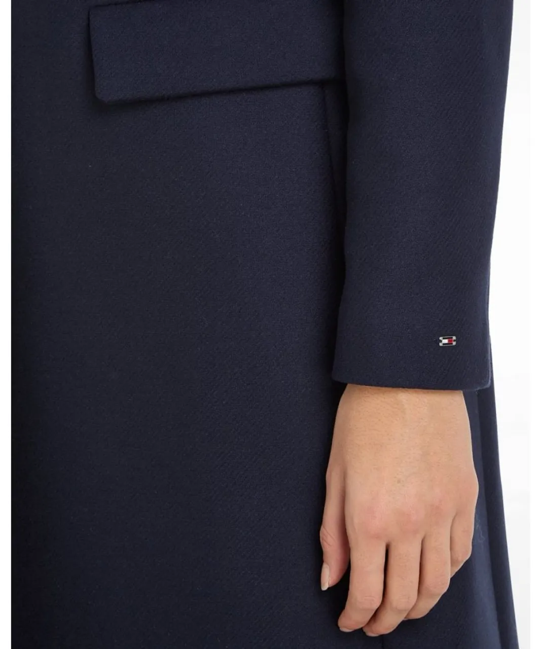 Tommy Hilfiger Wool Blend Womens Long Classic Jacket - Blue