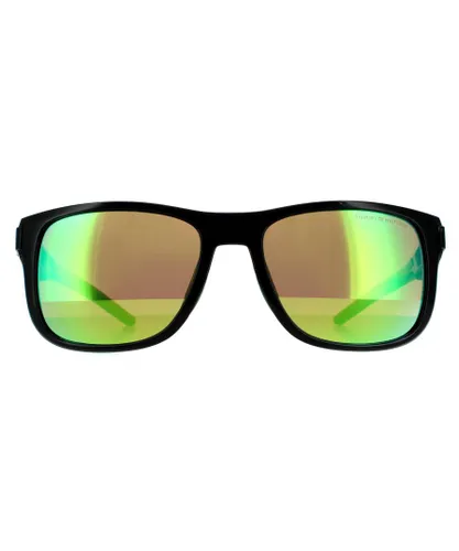 Tommy Hilfiger Wrap Mens Black Green Mirror Sunglasses - One