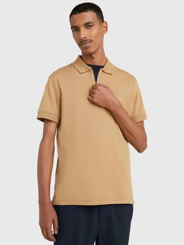 Tommy Hilfiger Zip Neck Slim Fit Polo Shirt - Countryside Khaki - Male