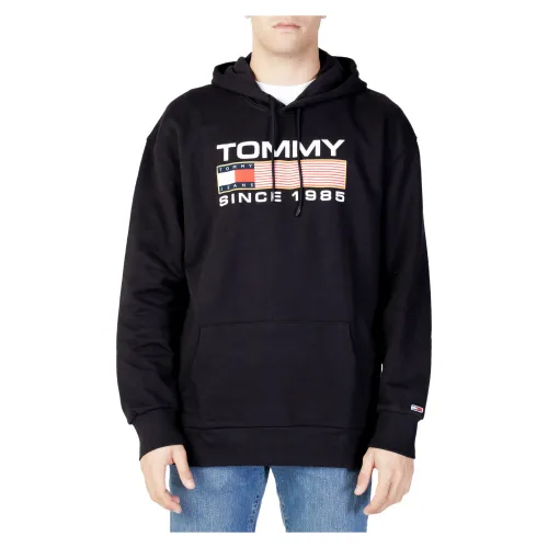 Tommy Jeans , Athletic Cotton Hoodie ,Black male, Sizes: