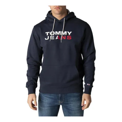 Tommy Jeans , Blue Print Hooded Sweatshirt ,Blue male, Sizes: