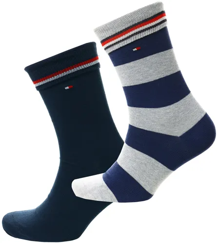 Tommy Jeans Blue Two Pack Stripped Rugby Socks
