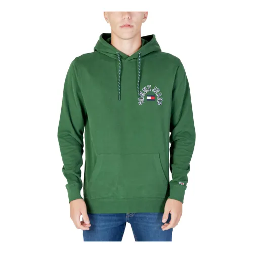 Tommy Jeans , Green Print Hooded Sweatshirt ,Green male, Sizes: