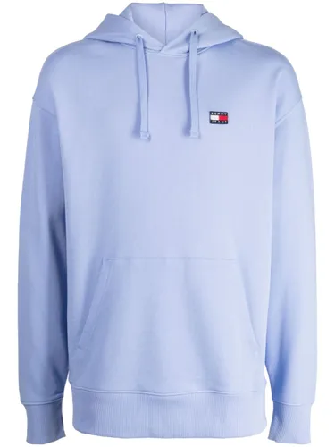 Tommy Jeans logo-patch cotton hoodie - Blue