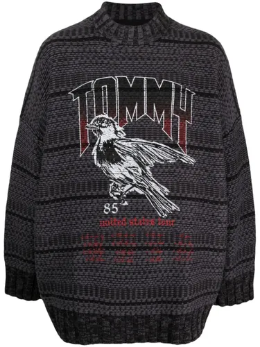 Tommy Jeans logo-print wool-blend jumper - Black