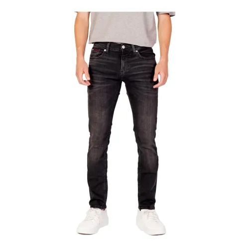 Tommy Jeans , Mens Black Jeans with Zip and Button Fastening ,Black male, Sizes: