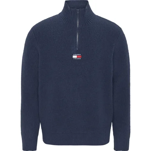 Tommy Jeans , Mens Clothing Sweatshirts Blue Aw22 ,Blue male, Sizes: