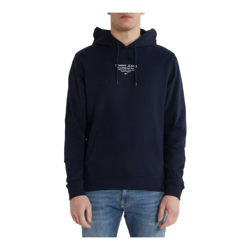 Tommy Jeans , Mens Graphic Hoodie ,Blue male, Sizes: