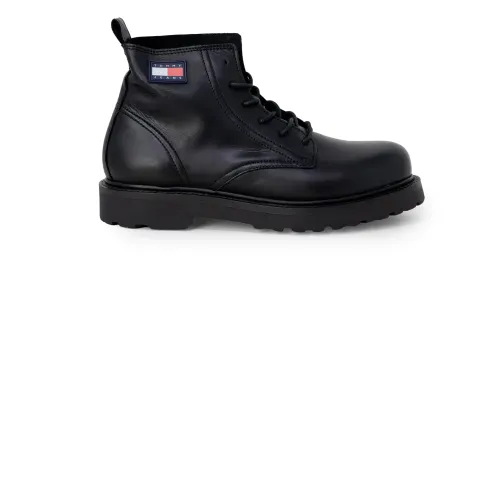 Tommy Jeans , Mens Rubberized Lace-Up Boots ,Black male, Sizes: