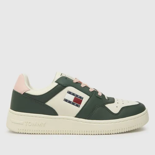 Tommy Jeans Retro Leather Basketball Trainers In Green