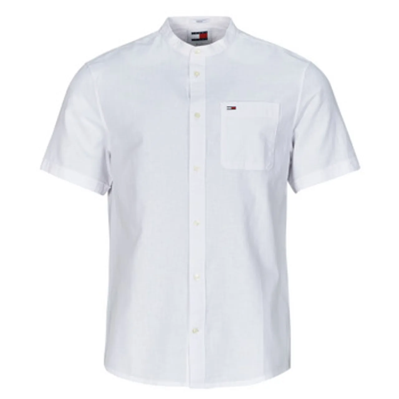 Tommy Jeans  TJM REG MAO LINEN BLEND SS SHIRT  men's Short sleeved Shirt in White