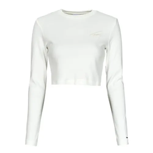 Tommy Jeans  TJW BABY CROP SIGNATURE LS  women's Blouse in White