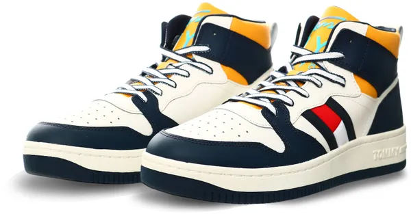 Tommy Jeans Twilight Navy High-Top Leather Retro Basketball Trainers