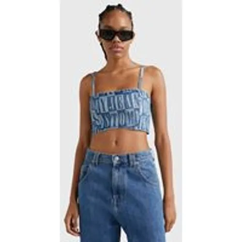 Tommy Jeans Women's Denim Spell-Out Print Crop Top