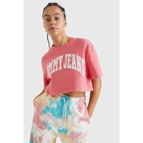 Tommy Jeans Women's Oversized Cropped T-Shirt in Garden Rose