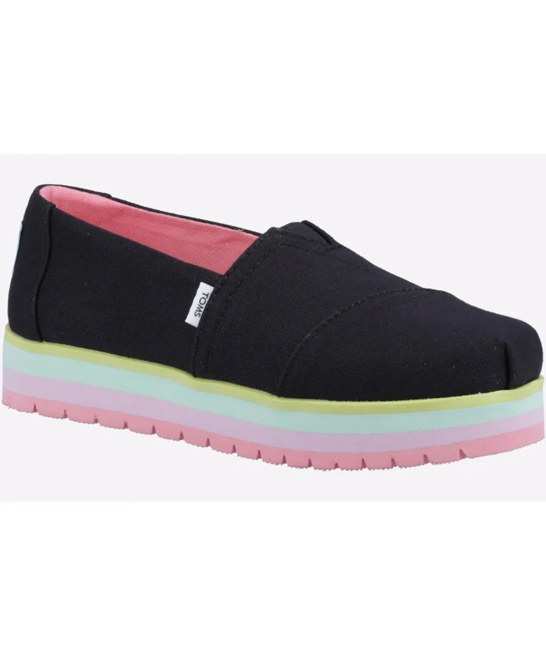Toms Childrens Unisex Alpargata Platform Shoe Junior Girls - Black Mixed Material