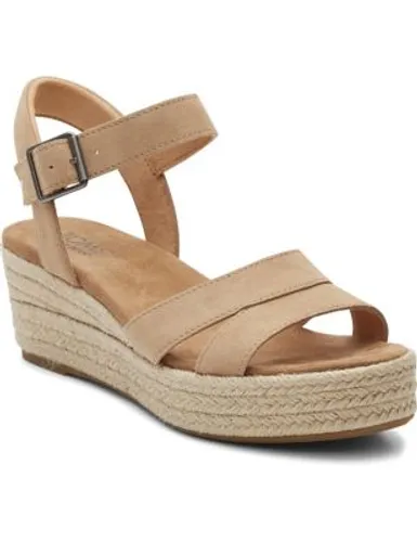 Toms Womens Suede Ankle Strap Wedge Sandals - 5 - Natural, Natural