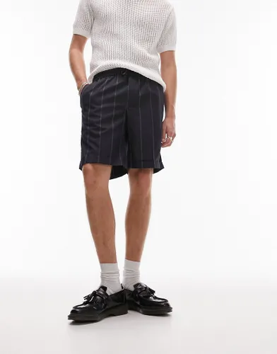 Topman black wide pinstripe smart shorts