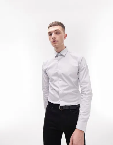 Topman long sleeve grey stretch formal shirt