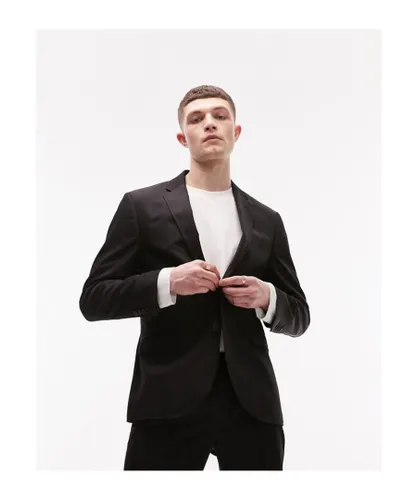 Topman Mens slim two button suit jacket in black