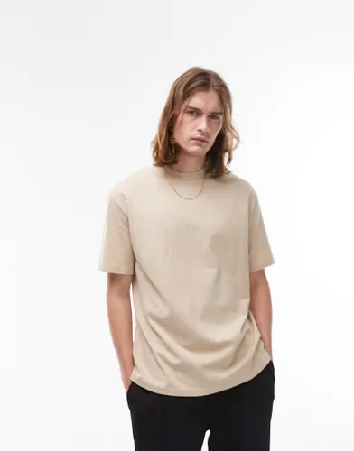 Topman oversized fit t-shirt in stone-Neutral
