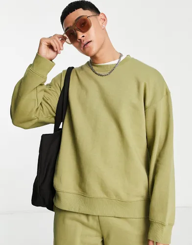 Topman oversized sweatshirt in khaki-Green
