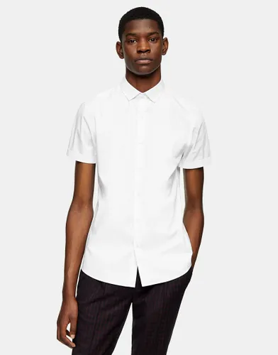 Topman short sleeve stretch shirt in white