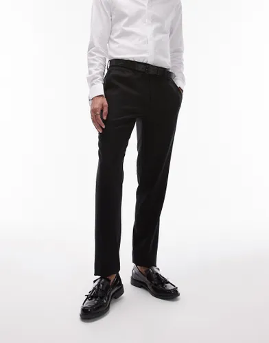 Topman skinny textured trousers in black