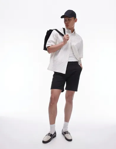 Topman slim chino shorts in black