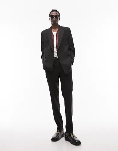 Topman slim warm handle suit trouser in black
