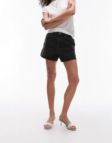 Topshop denim a-line shorts in washed black