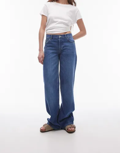 Topshop Ember low wide jeans in rich blue